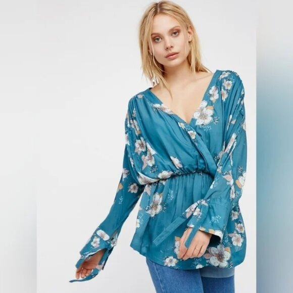 Free People Tuscan Dreams Turquoise Tunic S - Picture 3 of 16